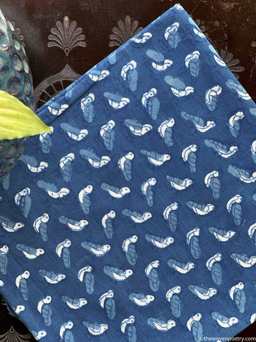 INDIGO DABU PRINT COTTON BLOUSE PIECE