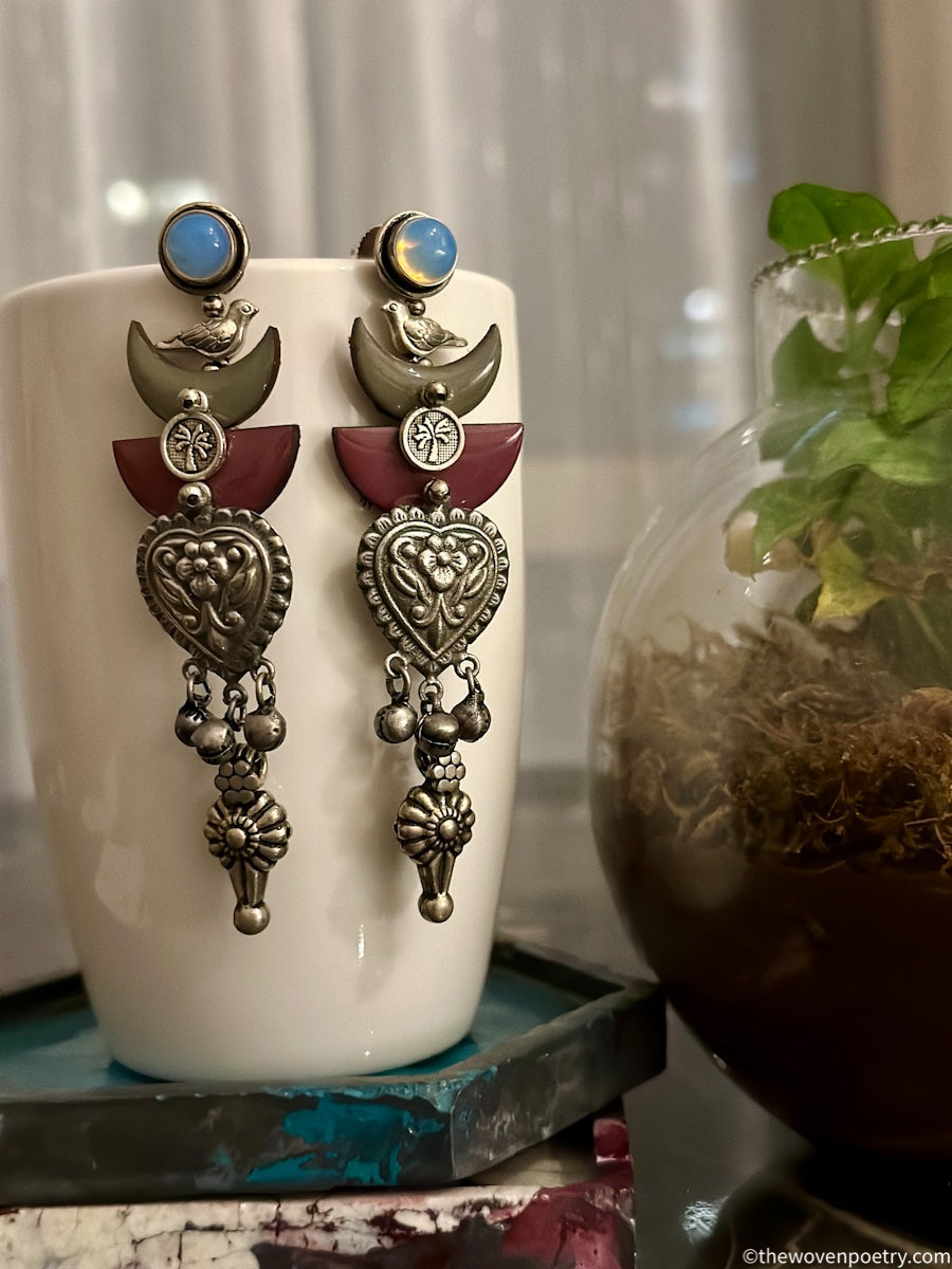 Handcrafted Brass Enamel Dangler Earrings