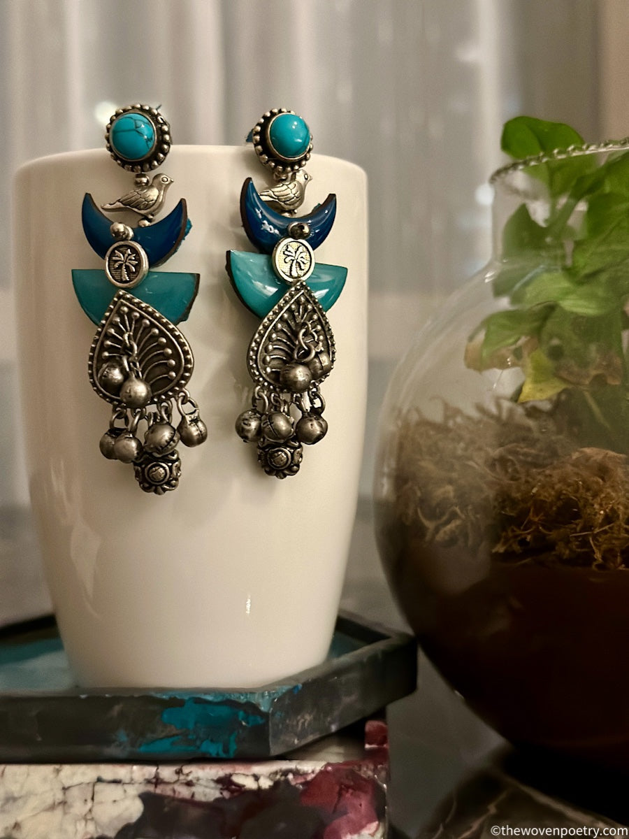 Handcrafted Brass Enamel Dangler Earrings