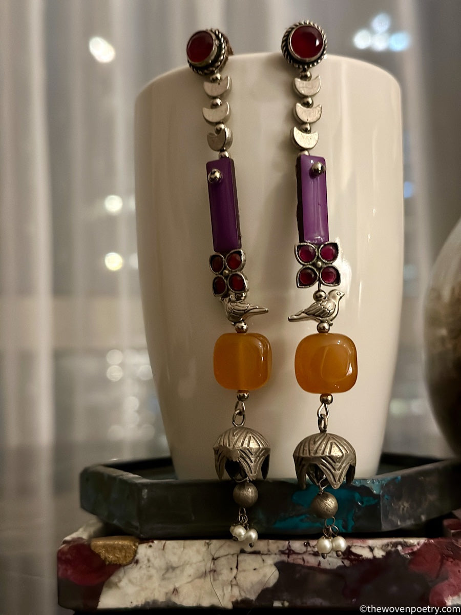 Handcrafted Brass Enamel Dangler Earrings