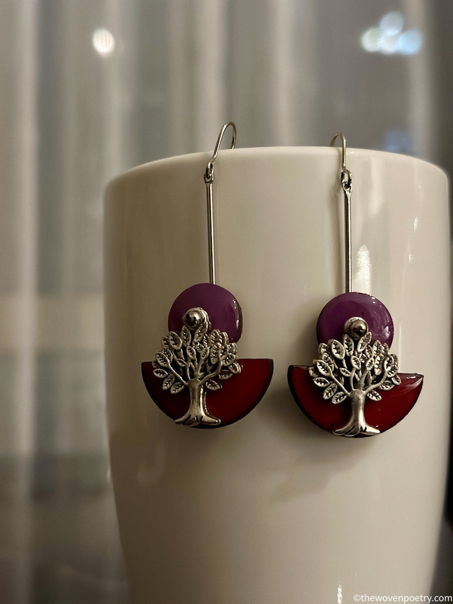 Handcrafted Brass Enamel Dangler Earrings