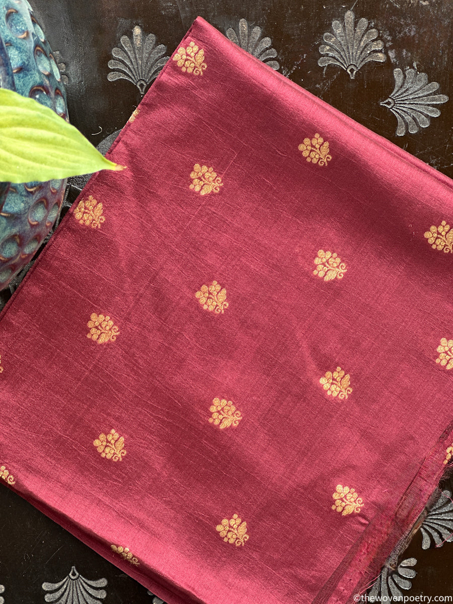 MAROON BANARSI CHINIYA SILK BROCADE BLOUSE PIECE