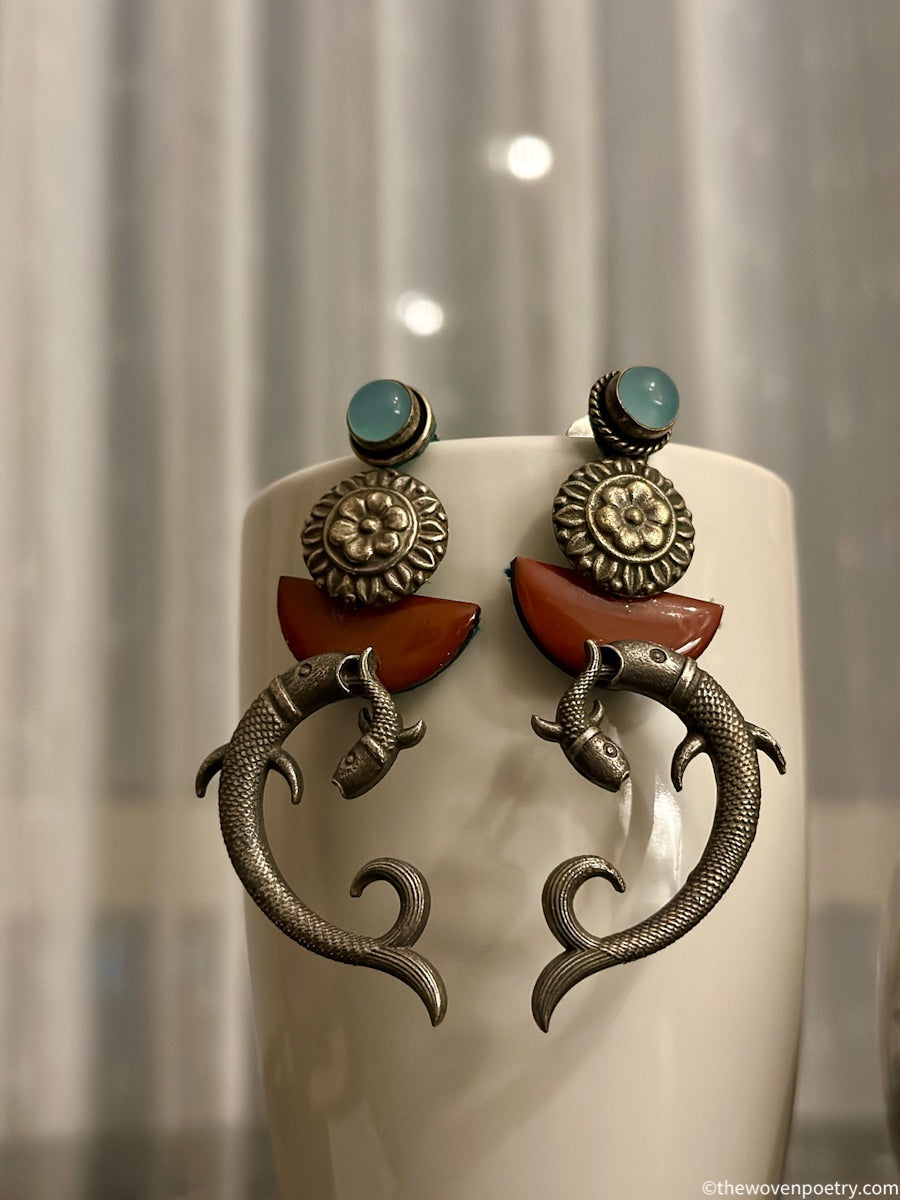 Handcrafted Brass Enamel Dangler Earrings