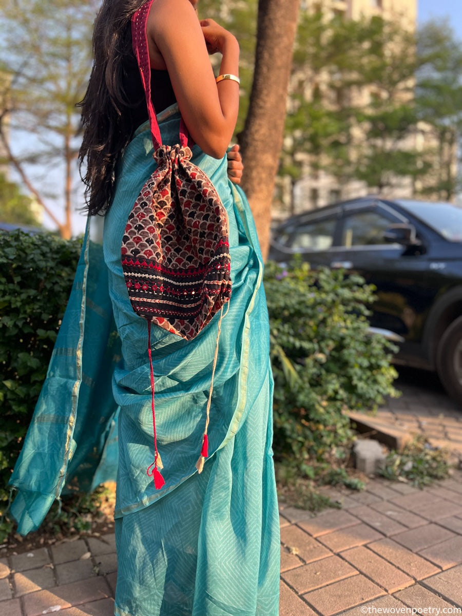 BROWN AJRAKH JHOLA BAG