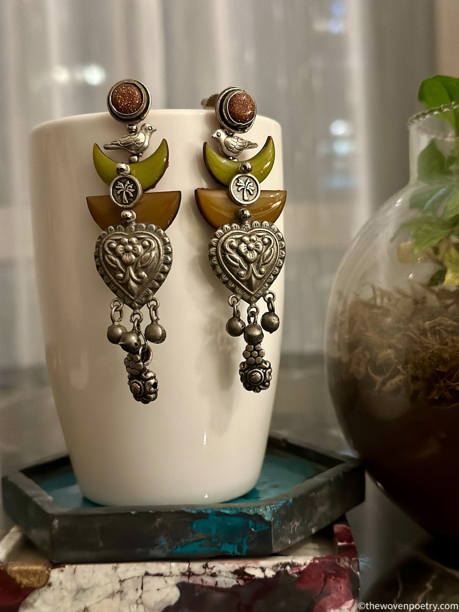 Handcrafted Brass Enamel Dangler Earrings
