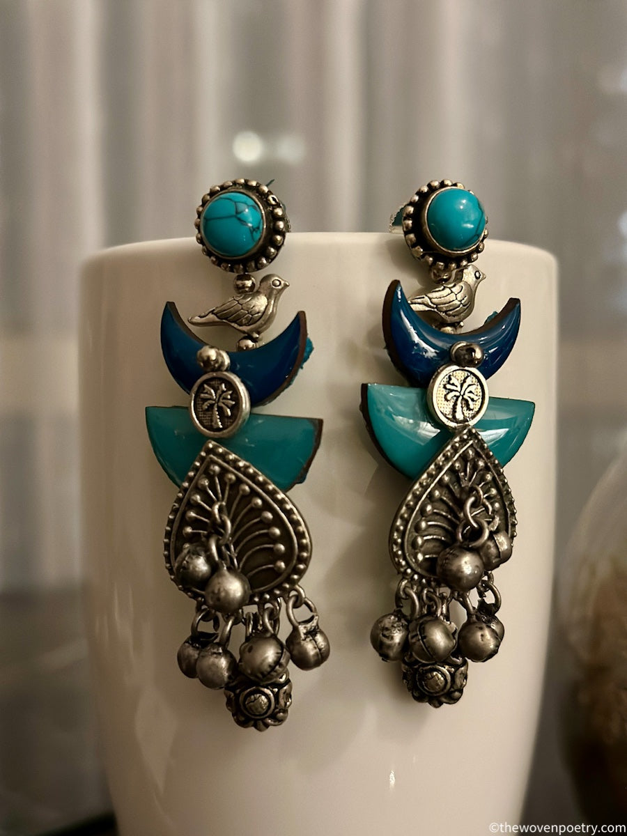 Handcrafted Brass Enamel Dangler Earrings