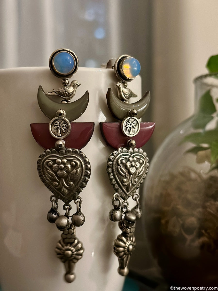Handcrafted Brass Enamel Dangler Earrings