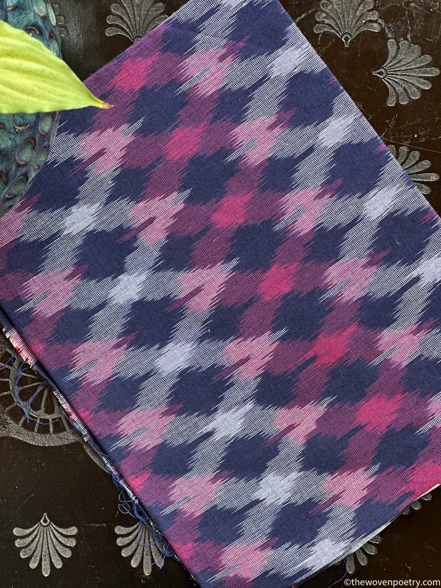 POCHAMPALLY IKAT PLUM AND PINK COTTON BLOUSE PIECE