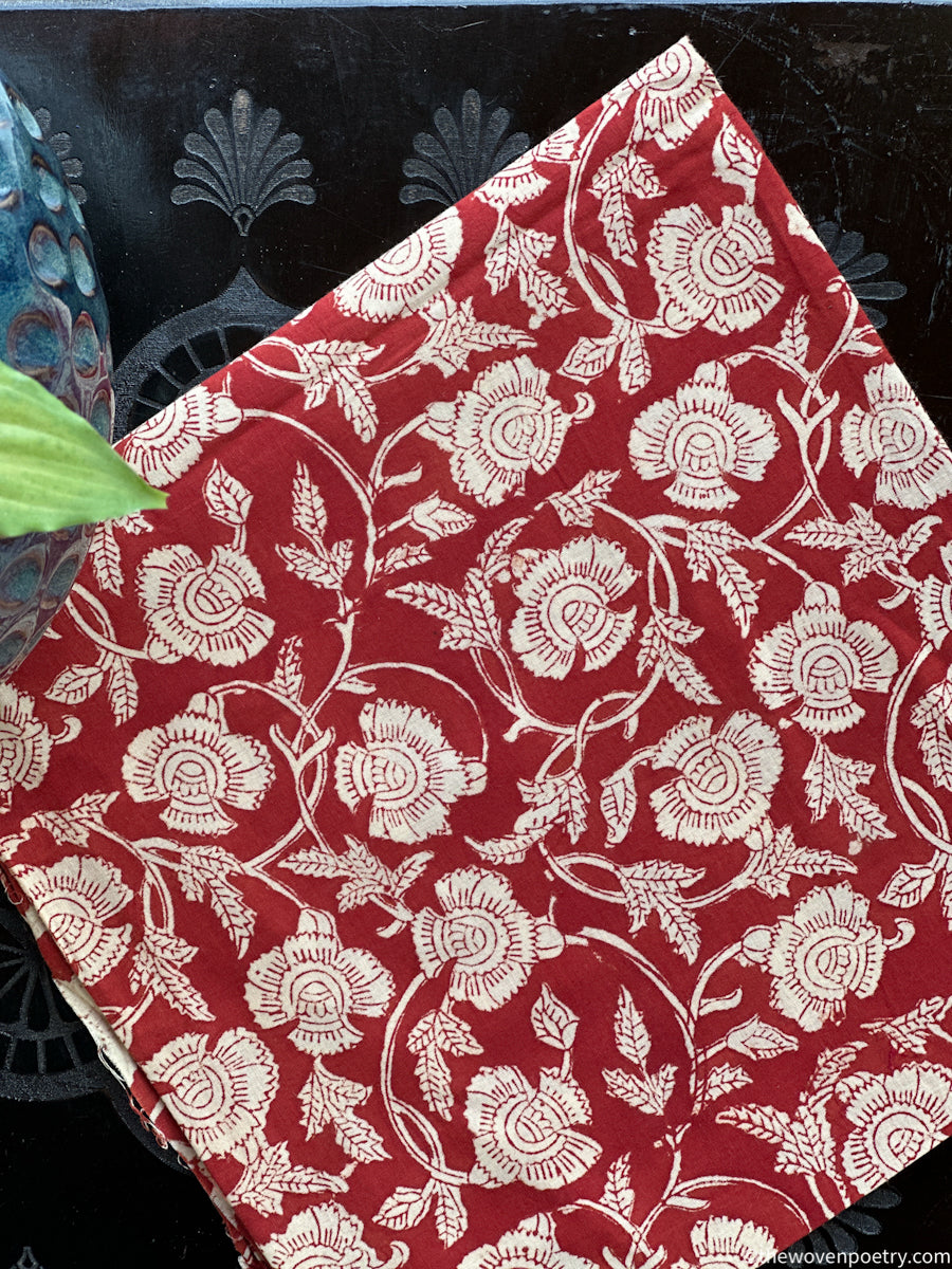 BRICK RED BAGRU HAND BLOCK COTTON BLOUSE PIECE