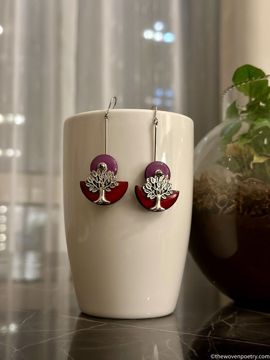Handcrafted Brass Enamel Dangler Earrings