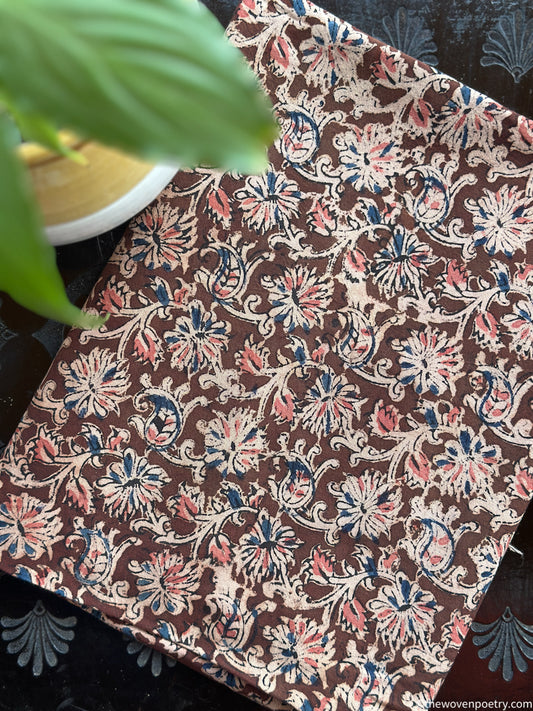 BROWN KALAMKARI COTTON BLOUSE PIECE