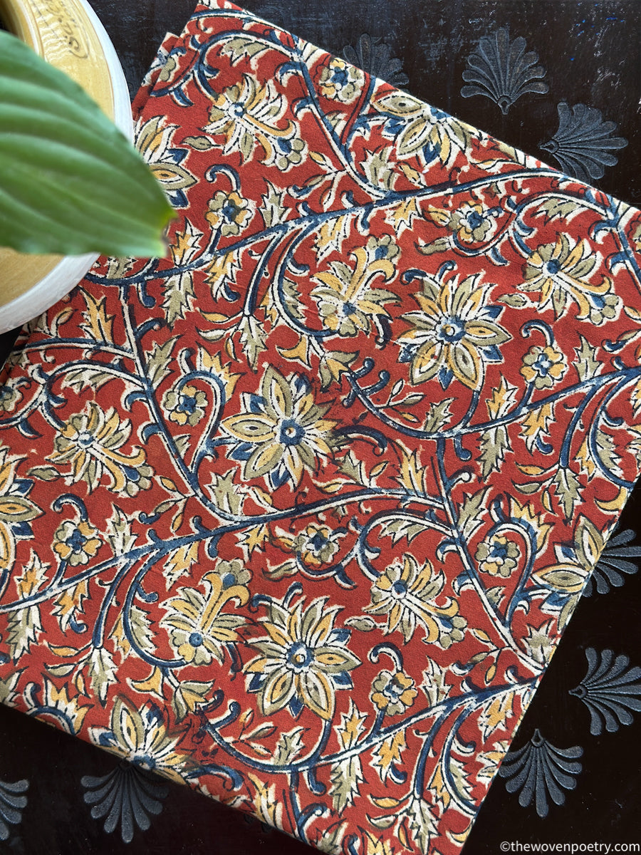RUST RED KALAMKARI COTTON BLOUSE PIECE