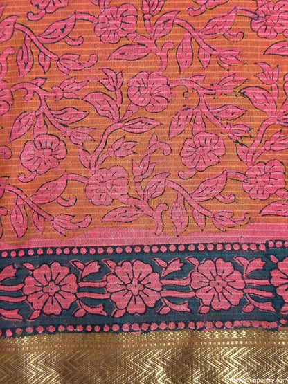 Bagru hand block printed Maheshwari silk cotton suit fabric by Woven Poetry
