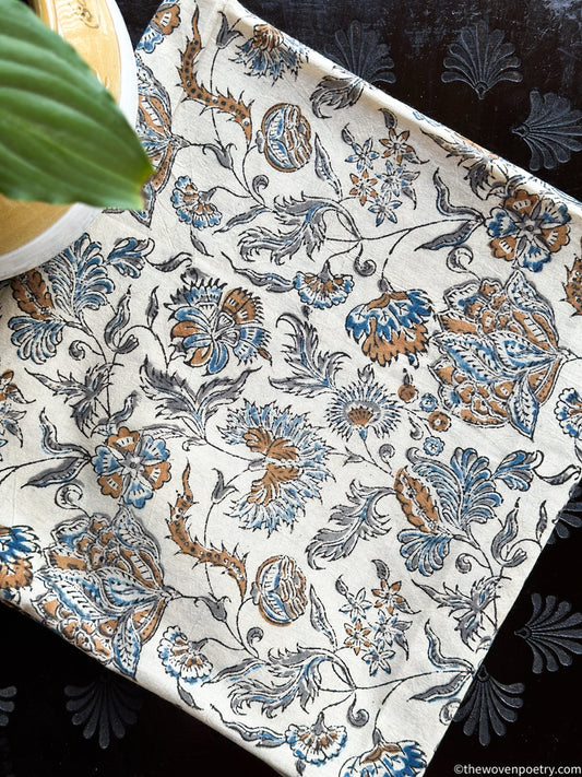 INDIGO BEIGE KALAMKARI COTTON BLOUSE PIECE