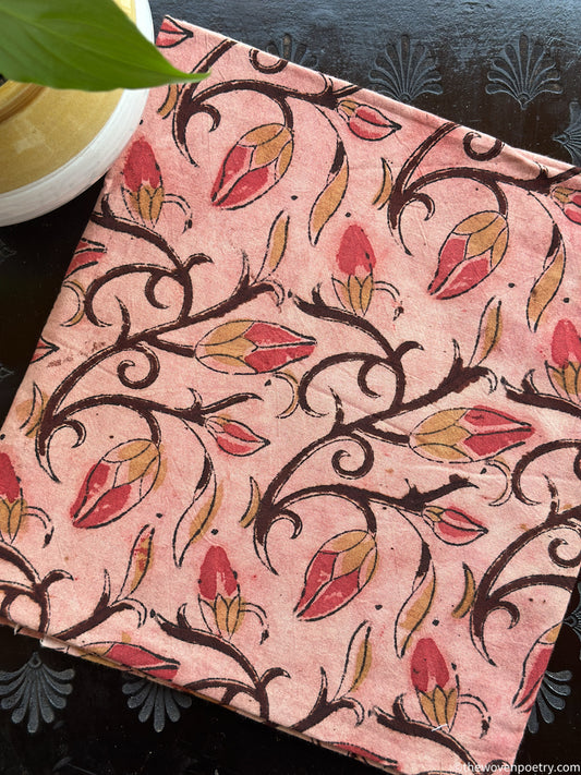 PEACH KALAMKARI COTTON BLOUSE PIECE