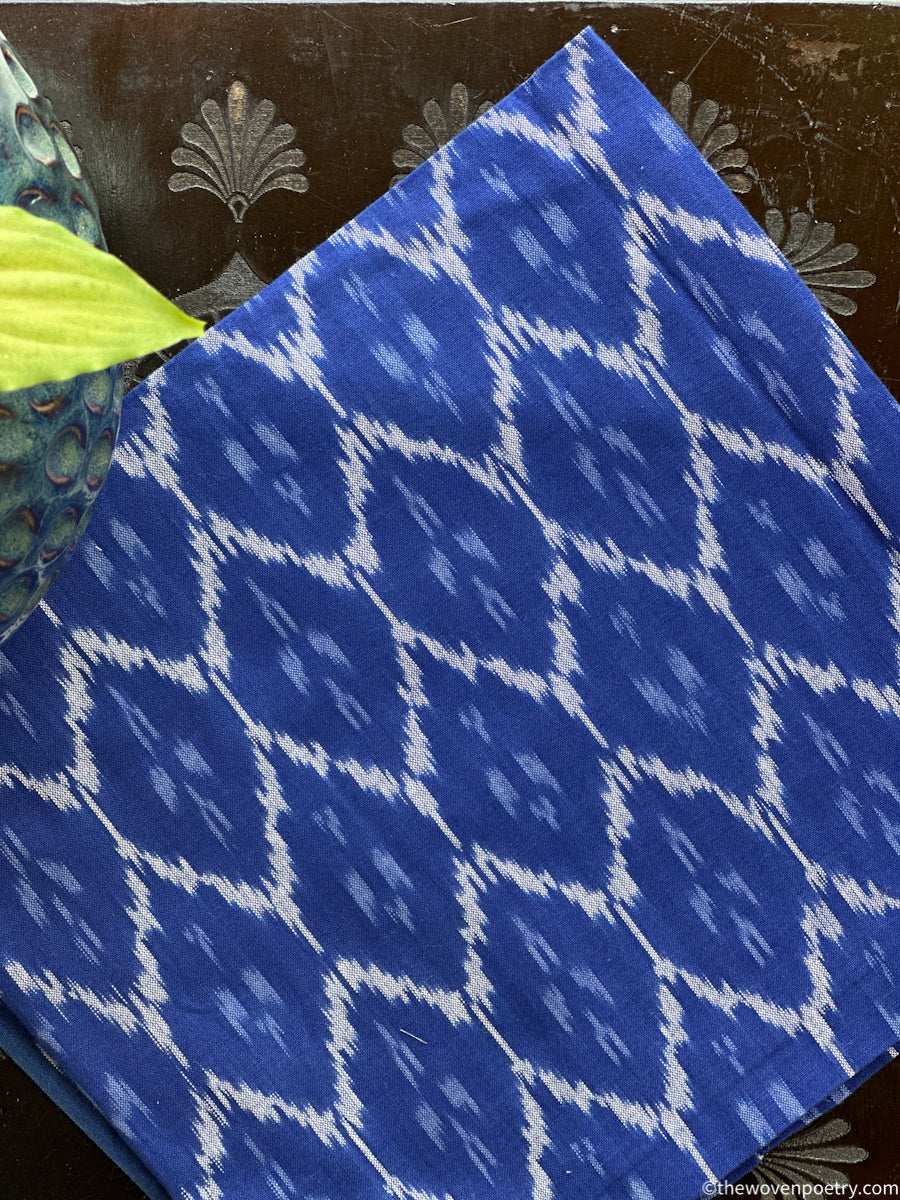 POCHAMPALLY IKAT DEEP BLUE COTTON BLOUSE PIECE