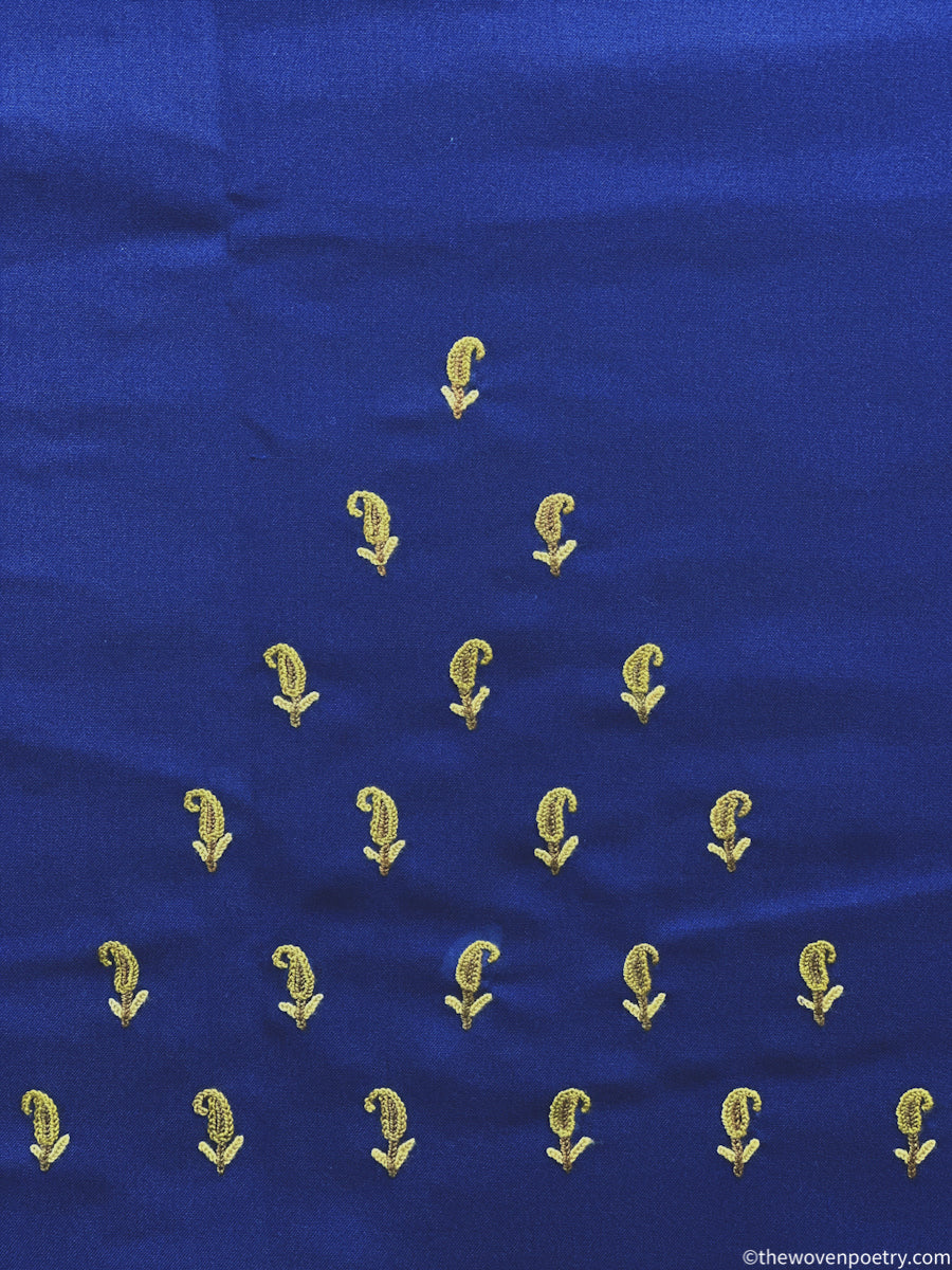 Mulberry cotton suit fabric set 2 piece with Ari work in navy blue  by Woven Poetry