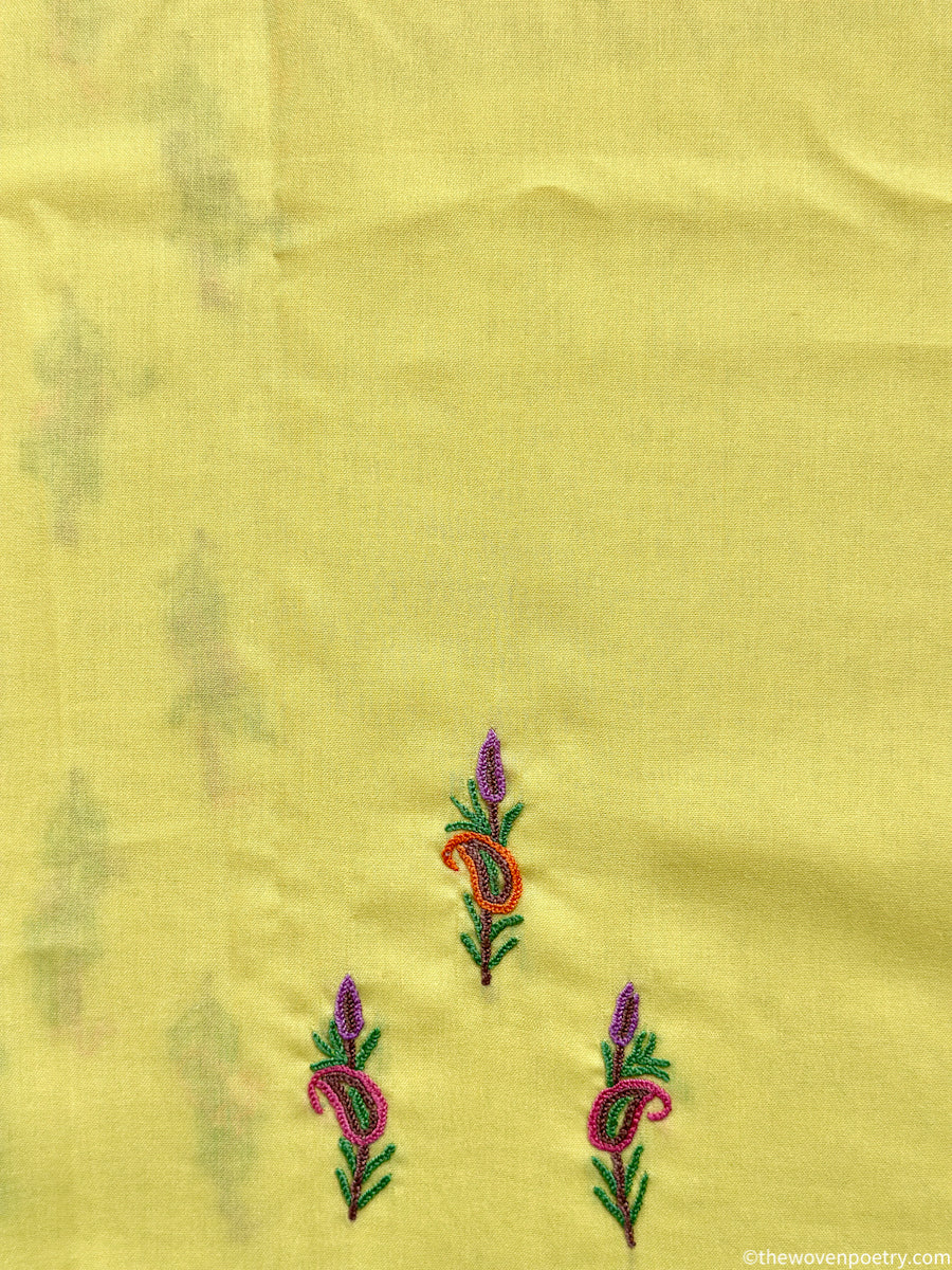 Mulberry cotton suit fabric set 2 piece with Ari work in yellow by Woven Poetry