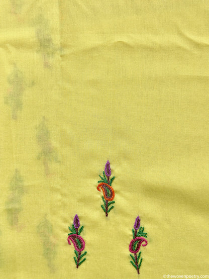 Mulberry cotton suit fabric set 2 piece with Ari work in yellow by Woven Poetry