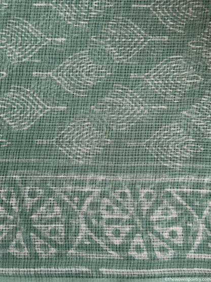 Close-up of Kota Doria fabric texture in Bagru hand block printed suit set