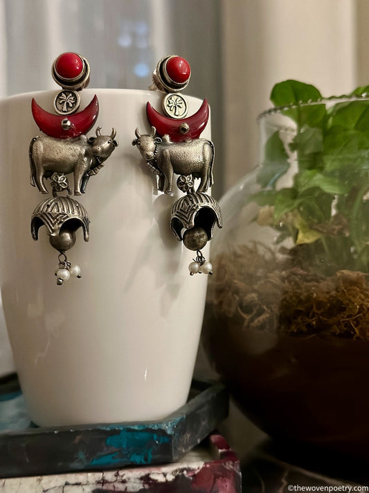 Handcrafted Brass Enamel Dangler Earrings
