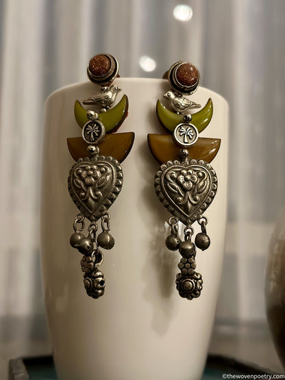 Handcrafted Brass Enamel Dangler Earrings