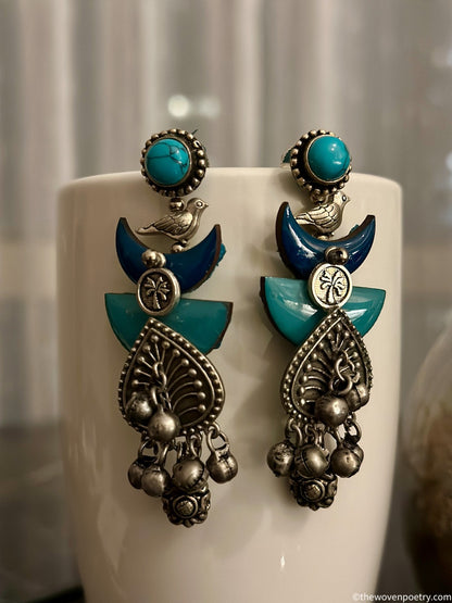 Handcrafted Brass Enamel Dangler Earrings