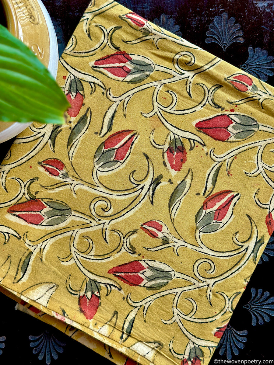 MUSTARD KALAMKARI COTTON BLOUSE PIECE