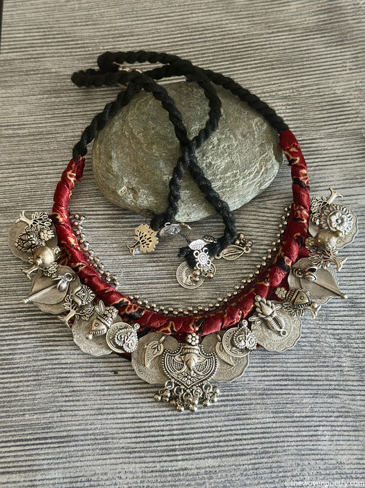 handcrafted ethnic brass charm necklace