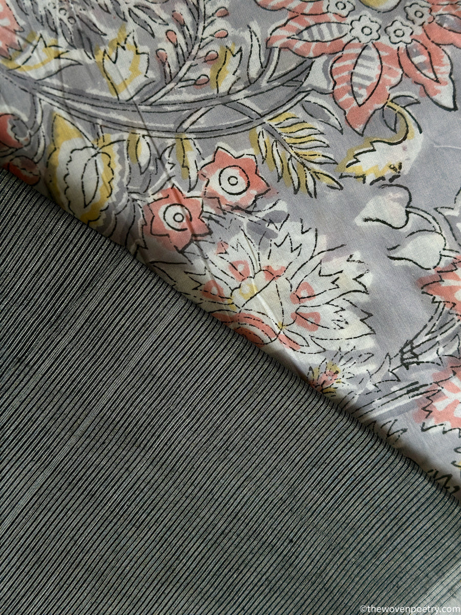 Woven Poetry charcoal saree