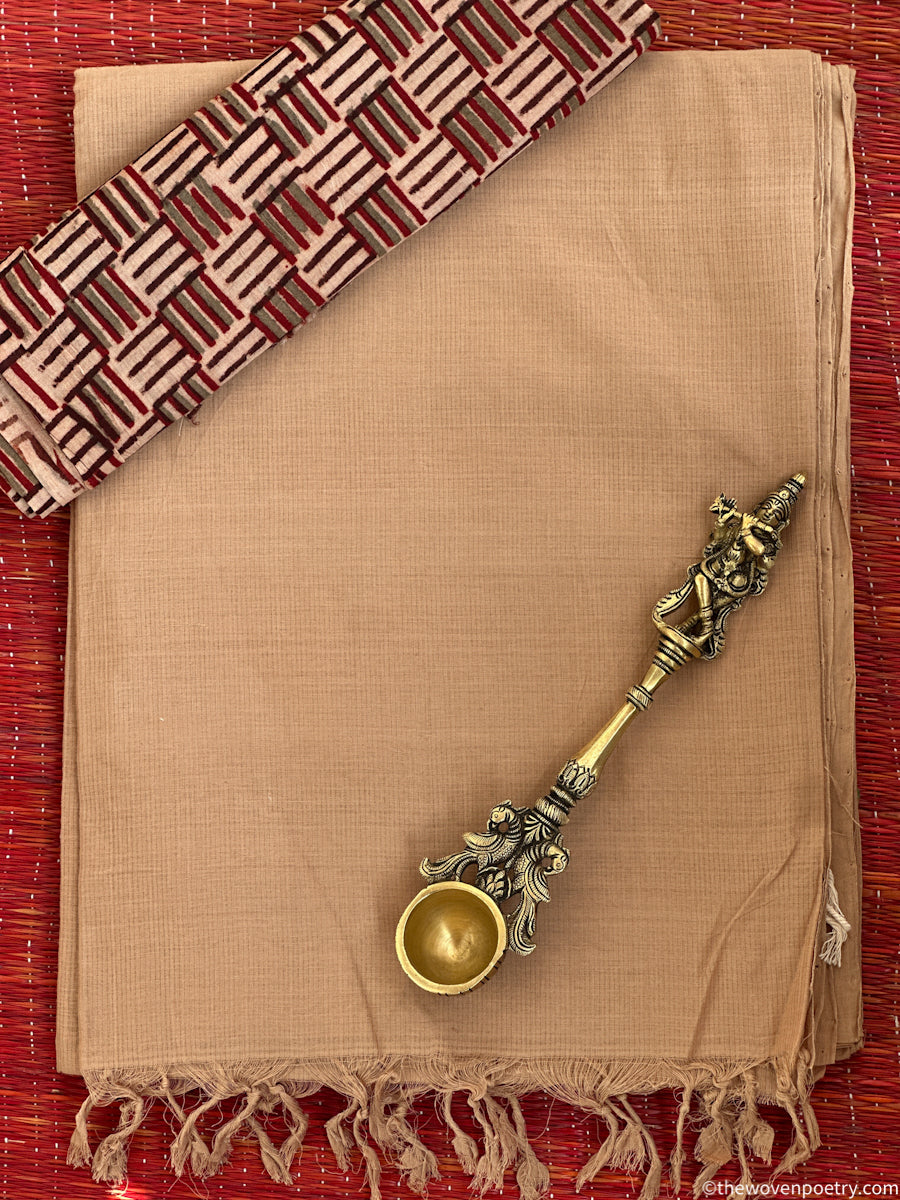 Beige Mangalagiri cotton saree