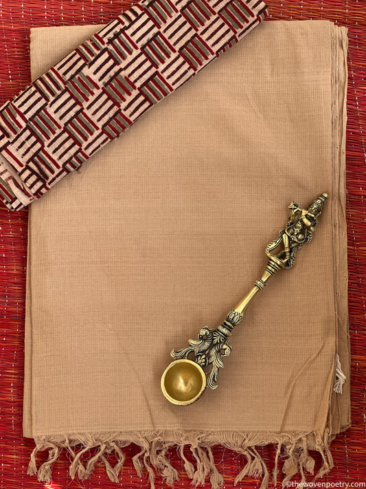 Beige Mangalagiri cotton saree