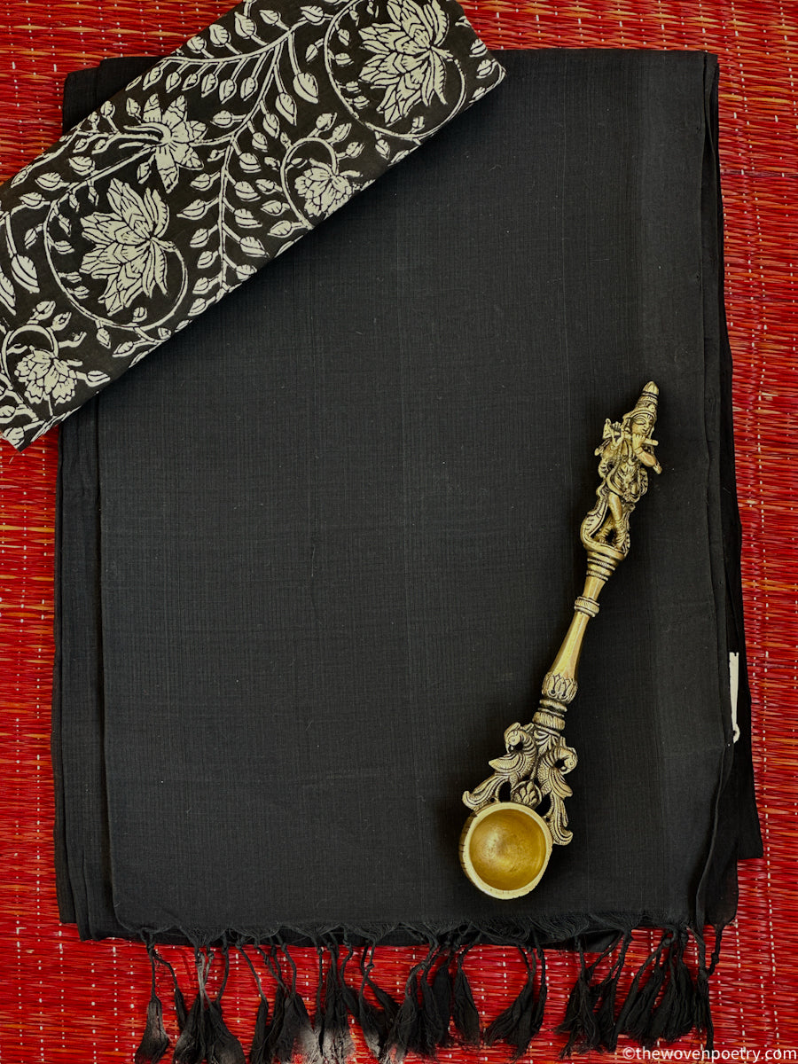 Black Mangalagiri cotton saree with blouse