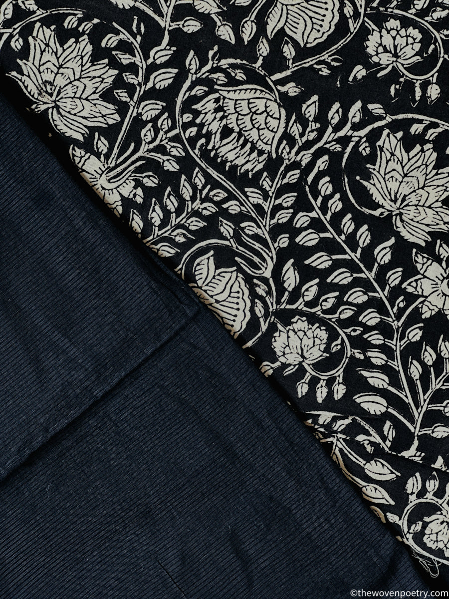 Woven Poetry black cotton saree