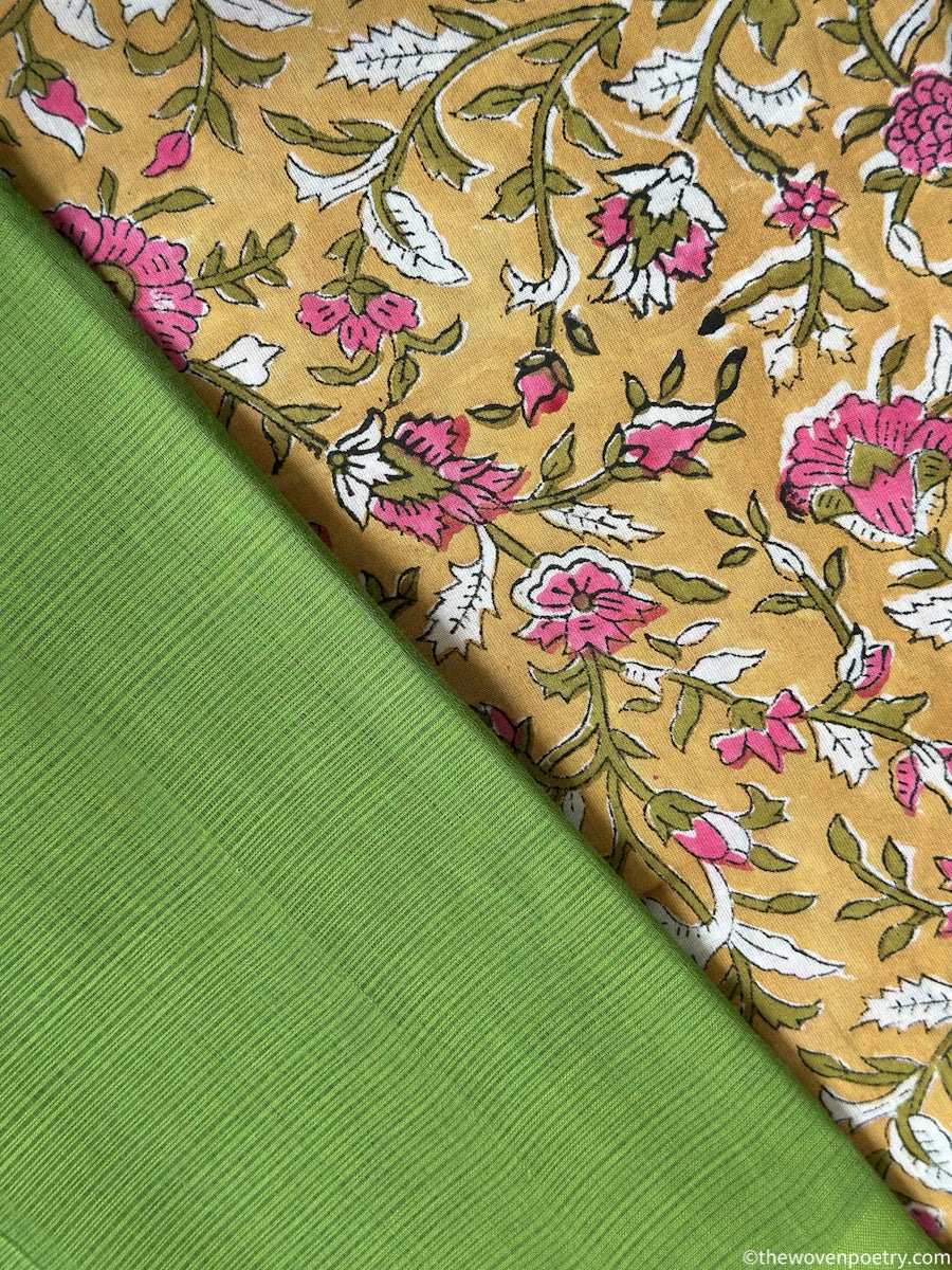 Woven Poetry green cotton saree