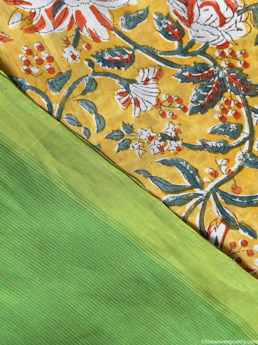 Woven Poetry green cotton saree