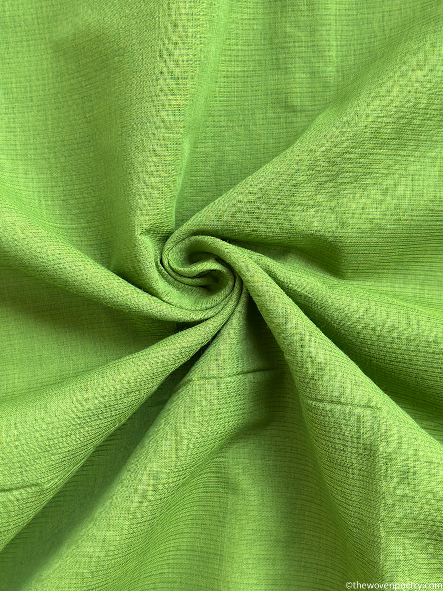 Bright green cotton saree breathable fabric