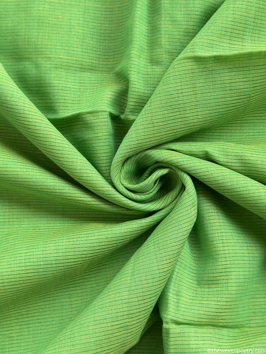 Handwoven leaf green saree breathable cotton