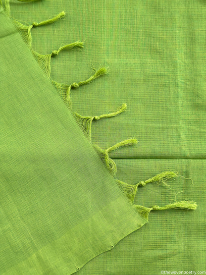 Handloom green saree texture close up