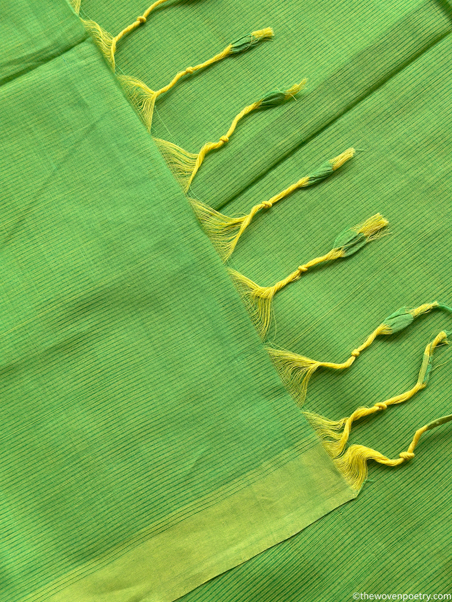Handloom saree leaf green texture