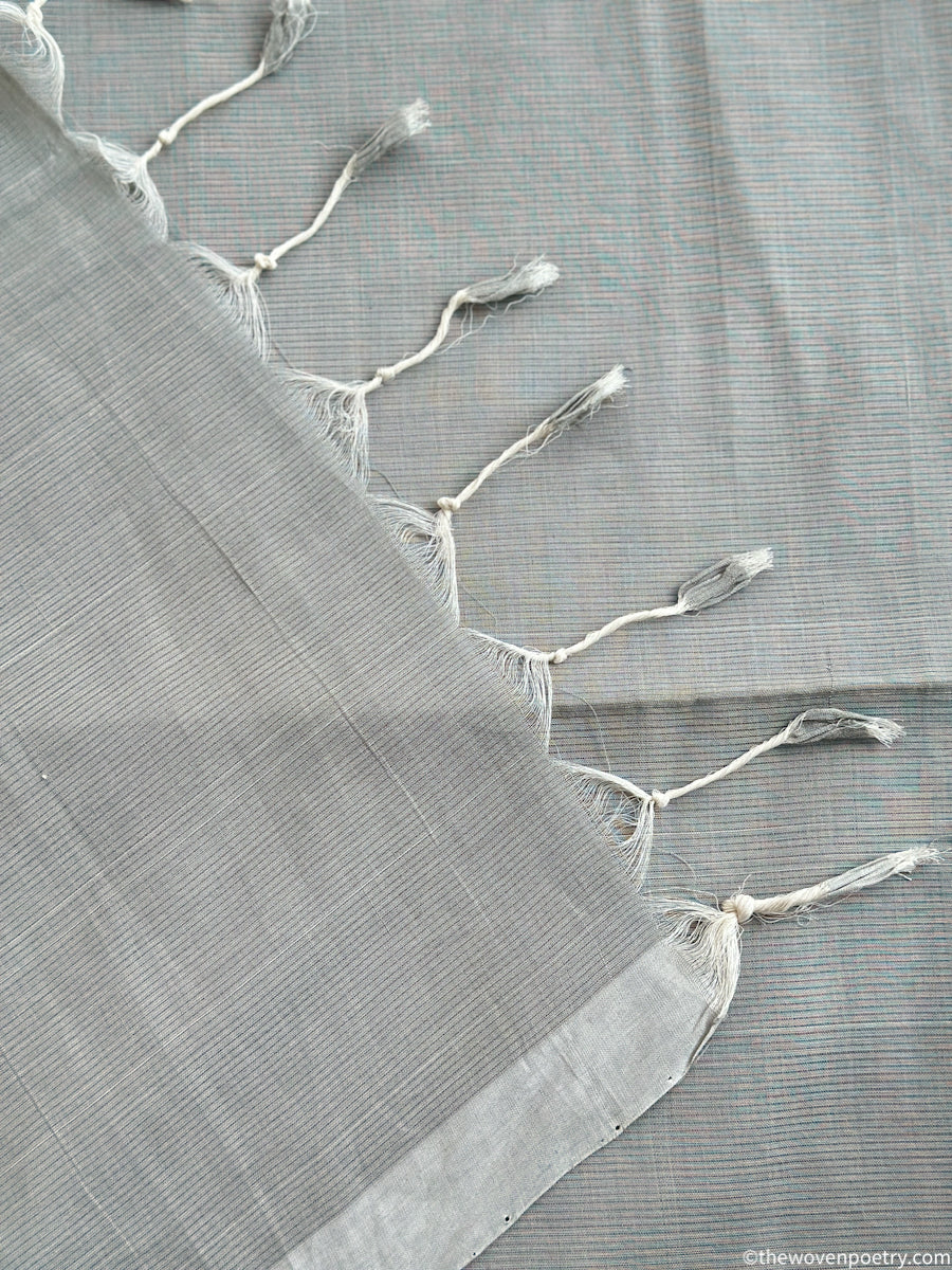 Handloom cotton saree grey texture