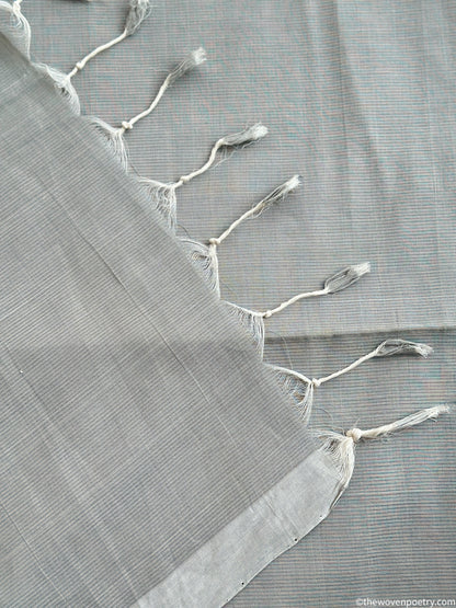 Handloom cotton saree grey texture