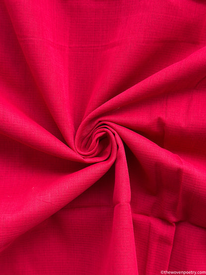 Handwoven red cotton saree breathable fabric

