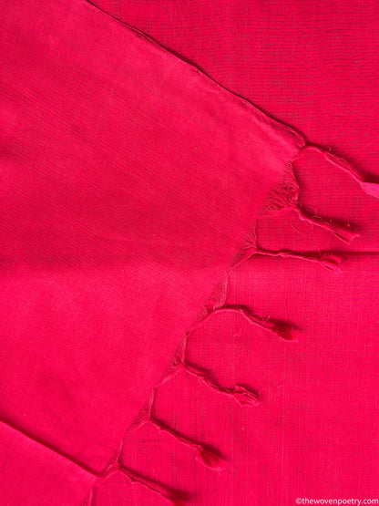Handloom saree texture close up red
